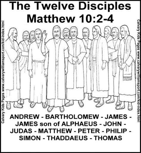 12 Disciples Names Coloring Page