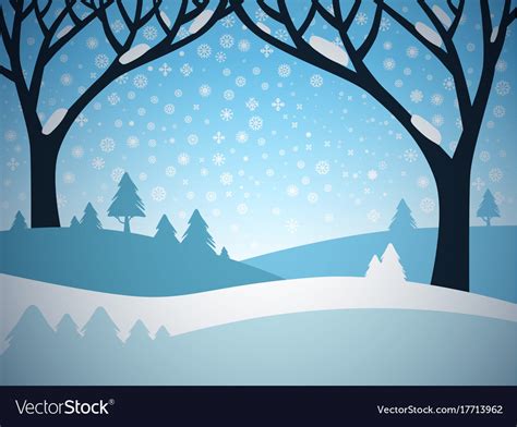 Winter landscape cartoon field covered with snow Vector Image