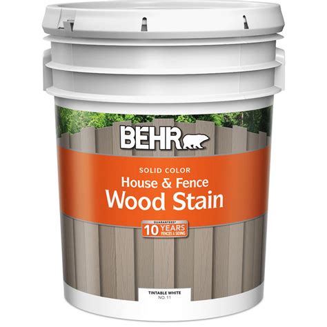 BEHR 5 gal. White Solid Color House and Fence Wood Stain-01105 - The Home Depot