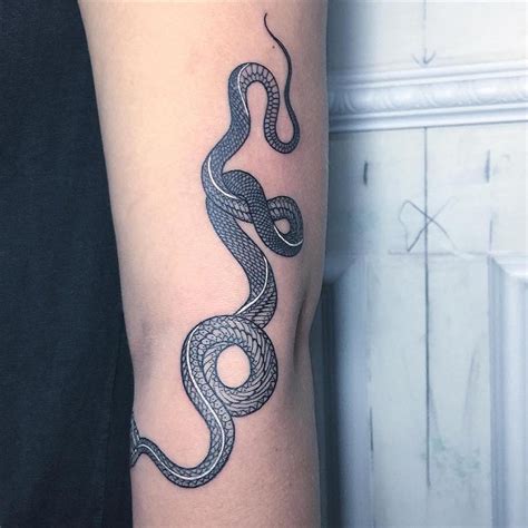 Serpentine Tattoos That Weave Black & White Ink by Mirko Sata — Colossal