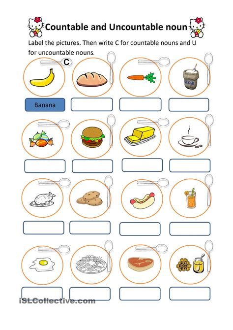 Countable And Uncountable Nouns | Worksheets Samples