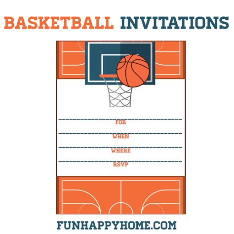 FREE Printable Basketball Themed Party Invitations - Fun Happy Home