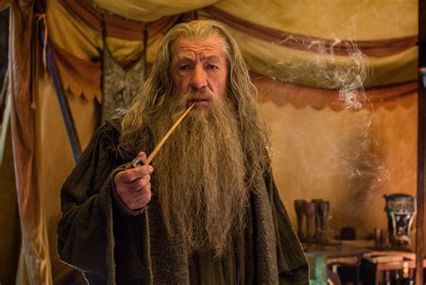 Ian McKellen as Gandalf having a smoke in the final Hobbit f | Cultjer