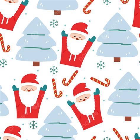 Seamless Pattern Cartoon Santa And Christmas Tree, Seamless Pattern, Christmas, Santa PNG and ...