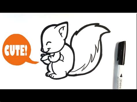 How to Draw a Squirrel - Cute - Easy Pictures to Draw - YouTube