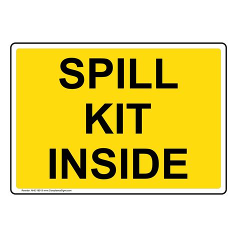 Spill Kit Inside Sign or Label - Varied Sizes - Yellow