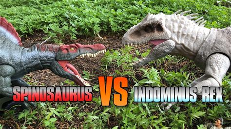 INDOMINUS REX VS SPINOSAURUS TOY FIGHT - YouTube