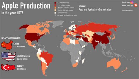 Apple production (in the year 2017) [OC] : r/MapPorn