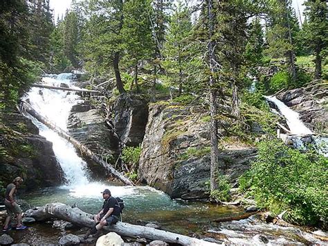 Twin Falls and Upper Two Medicine Lake Hiking Trail in Two Medicine, Glacier National Park, MT