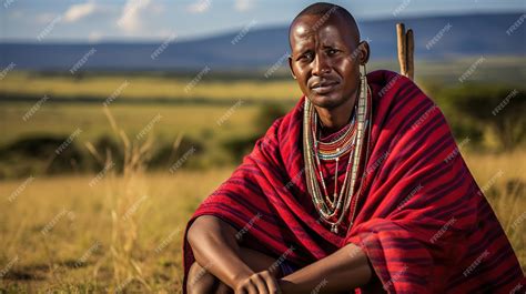 Premium AI Image | Maasai man in traditional clothing sitting at ...