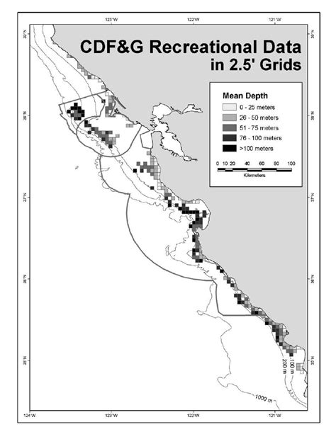 Location of California Department of Fish and Game recreational fishing ...