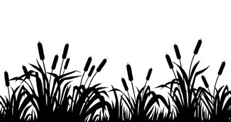 Cattails Clipart Black And White