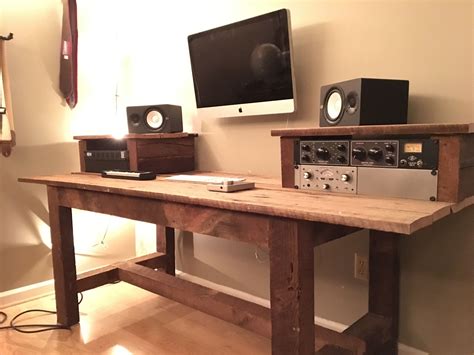 Custom diy recording studio desk made from barn wood | Home decor, Recording studio desk, Studio ...