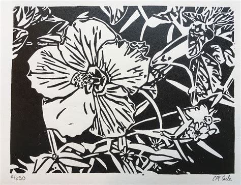 Hibiscus Flowers Linoleum Block Print - Etsy | Linocut, 8x10 art prints ...