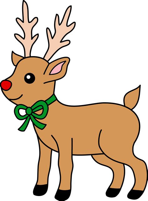 Cute Red-Nosed Reindeer Clipart - Free Clip Art