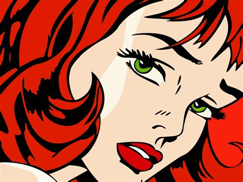 women redheads green eyes artwork pop art faces Roy Lichtenstein red ...