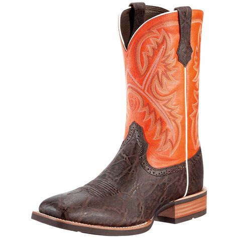 Men's Ariat® 11" Quickdraw Cowboy Boots, Chocolate / Orange - 282377, Cowboy & Western Boots at ...