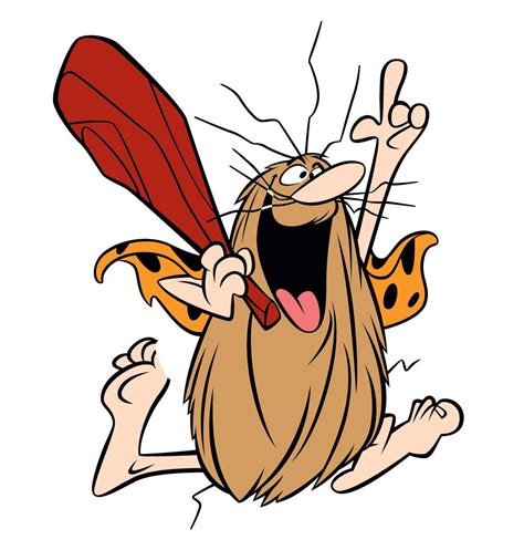 a cartoon character holding a baseball bat with the caption captain caveman