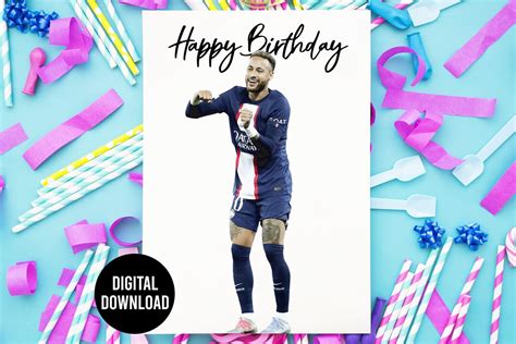 Neymar Birthday Card Instant Download Neymar Jr Card for - Etsy