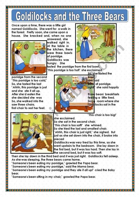 Goldilocks And The Three Bears Story With Pictures Printable - Printable Word Searches