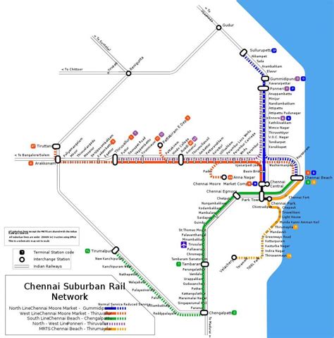 Chennai suburban train map - Chennai suburban railway map (Tamil Nadu ...