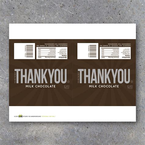 Thank You Candy Bar Wrappers - Printable Instant Download - Studio 120 Underground