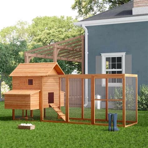 12ft Extra Large Wood Chicken Coop Hen House Run Nest Box w/ Base Panel ...