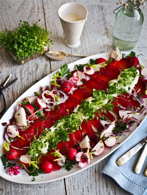 Beetroot Cured Salmon recipe @ Not Quite Nigella