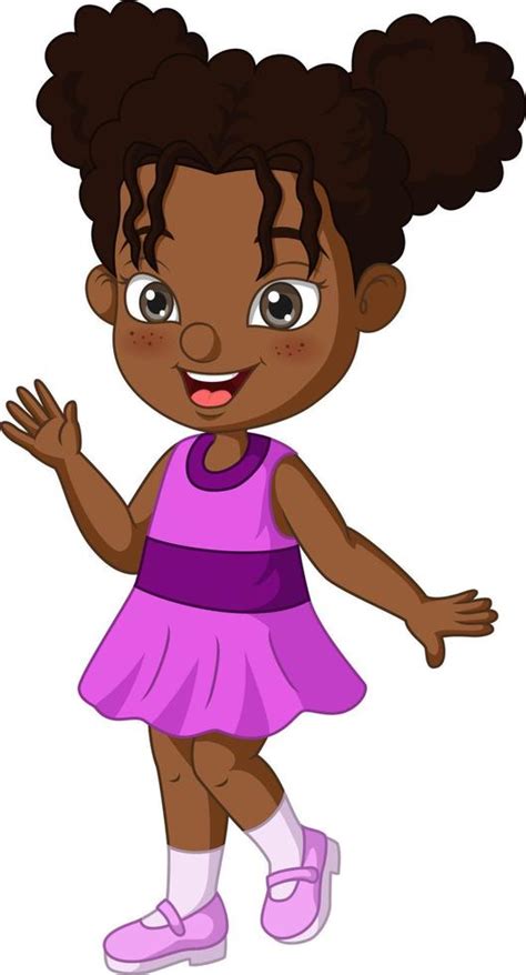 Cute african american girl waving hand 5112567 Vector Art at Vecteezy