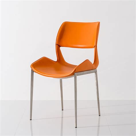 Modern Orange Dining Chair PU Leather Upholstered Dining Chair Dining Chair