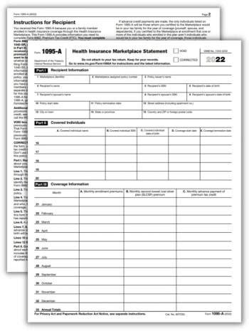 IRS Form 1095-A 📝 Printable Healthcare 1095A Tax Form: Blank PDF to Download & Print for Free