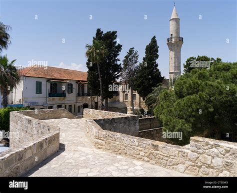 dh Larnaca fort LARNACA CYPRUS Larnaka fort Turkish battlement walls Grand mosque tower castle ...