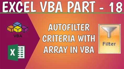 Autofilter Criteria with Array in Excel VBA - YouTube