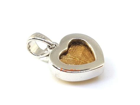 Heart Shape Gold Meteorite Pendant with 925 Silver Frame :: Feng Shui Jewelry