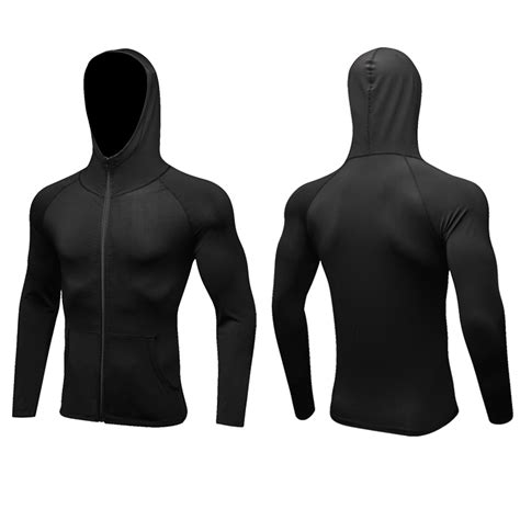 Men's Workout Sports Jacket With Zip Up Hooded With Pockets