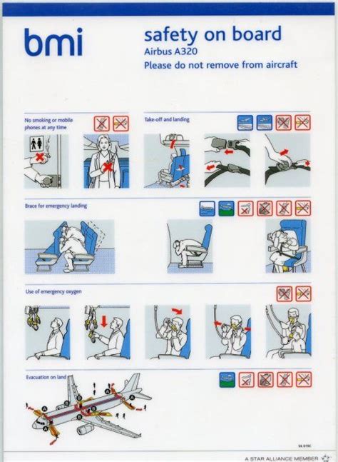 the instructions for safety on board are shown in blue and white ...