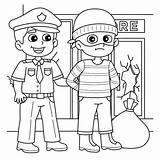 Premium Vector  Police Man Arresting A Thief Coloring Page sketch template