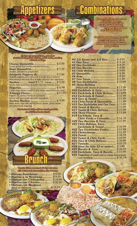 Menu - McKinleyville CA's Carmela's Mexican Restaurant | Sirved