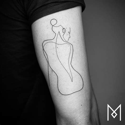 New Minimalistic Single Line Tattoos by Mo Ganji | Colossal