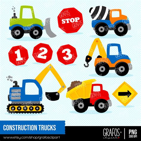 CONSTRUCTION TRUCKS Digital Clipart Set Imagenes - Etsy España