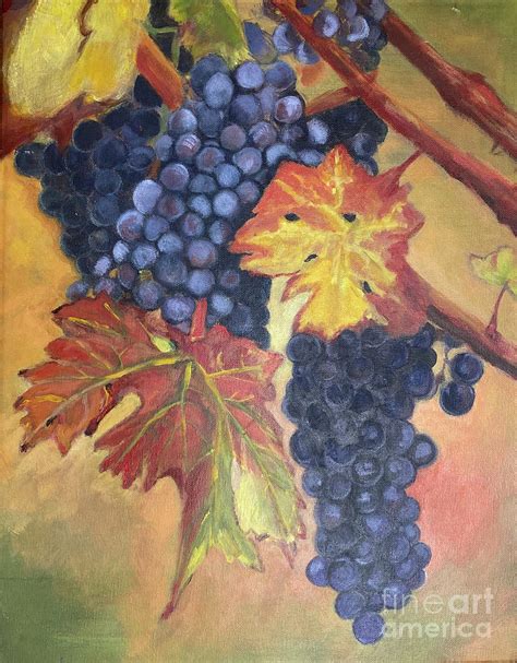 Autumn purple grapes Painting by Hanna Gabryszak - Fine Art America