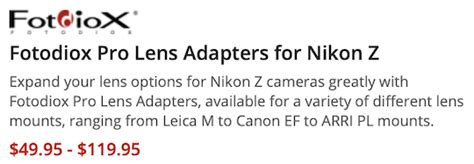 New: Fotodiox Pro lens adapters for Nikon Z cameras - Nikon Rumors