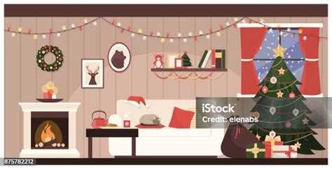 Santas House Interior Stock Illustration - Download Image Now - Christmas, Living Room, Domestic ...