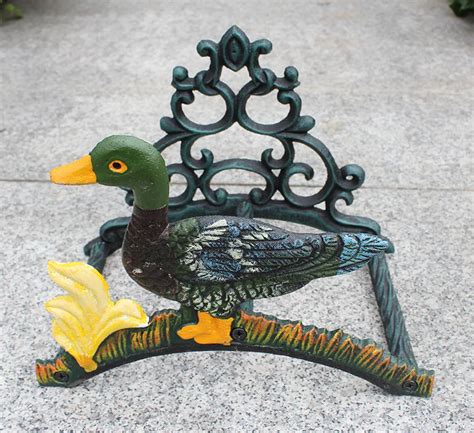 Garden Hose Holder Wrought Iron Decorative Duck Hose Reel Hanger ...