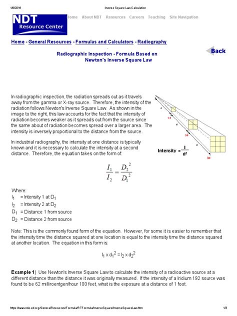 Inverse Square Law Calculation | Radiography | Radiation