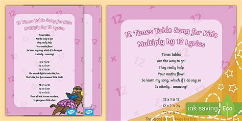 12 Times Tables Song For Kids - Multiply by 12 Lyrics