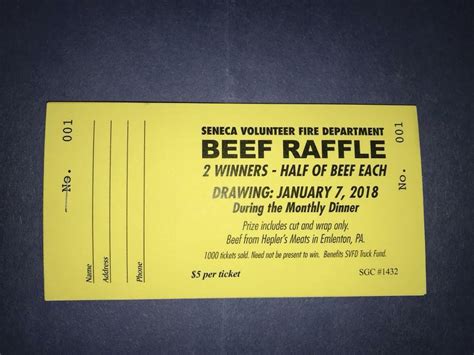 Beef Raffle Tickets on sale now! – Seneca Volunteer Fire Dept