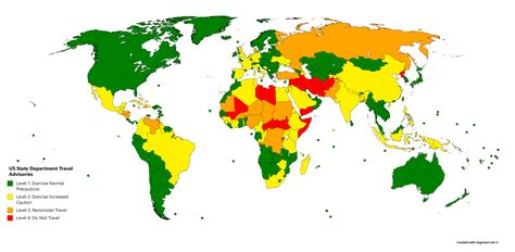 US State Department Travel Advisories by Country : MapPorn