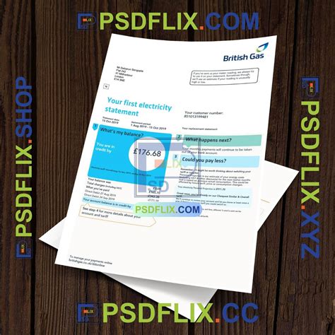 British Gas Energy Bill PDF Template V2 – PSD HUT