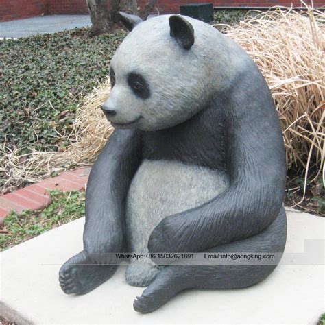 Panda animal life size statue cute bronze art sculpture | Animal Sculptures